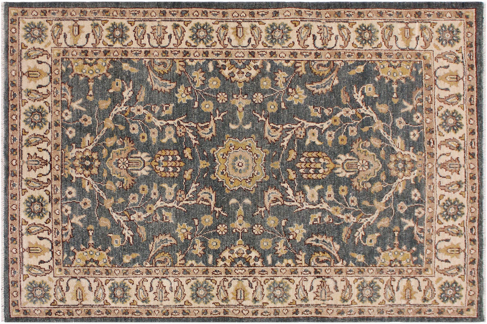 handmade Traditional Kafkaz Green Beige Hand Knotted RECTANGLE 100% WOOL area rug 4x6