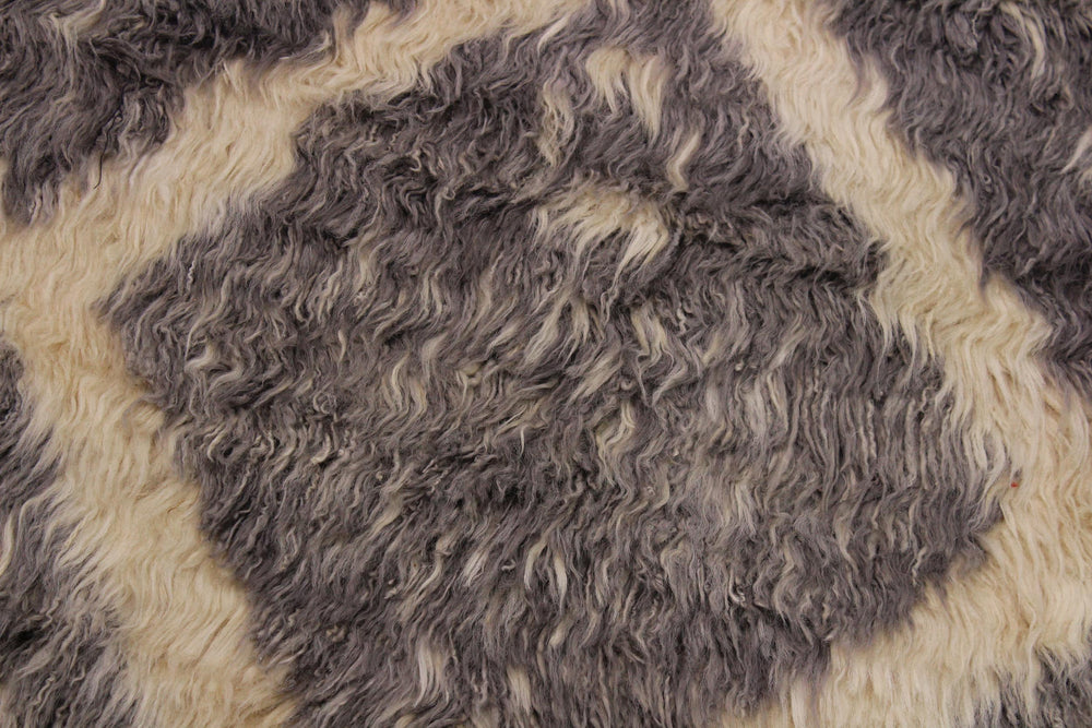 handmade Geometric Moroccan Grey Ivory Hand Knotted RECTANGLE 100% WOOL area rug 5' x 8'
