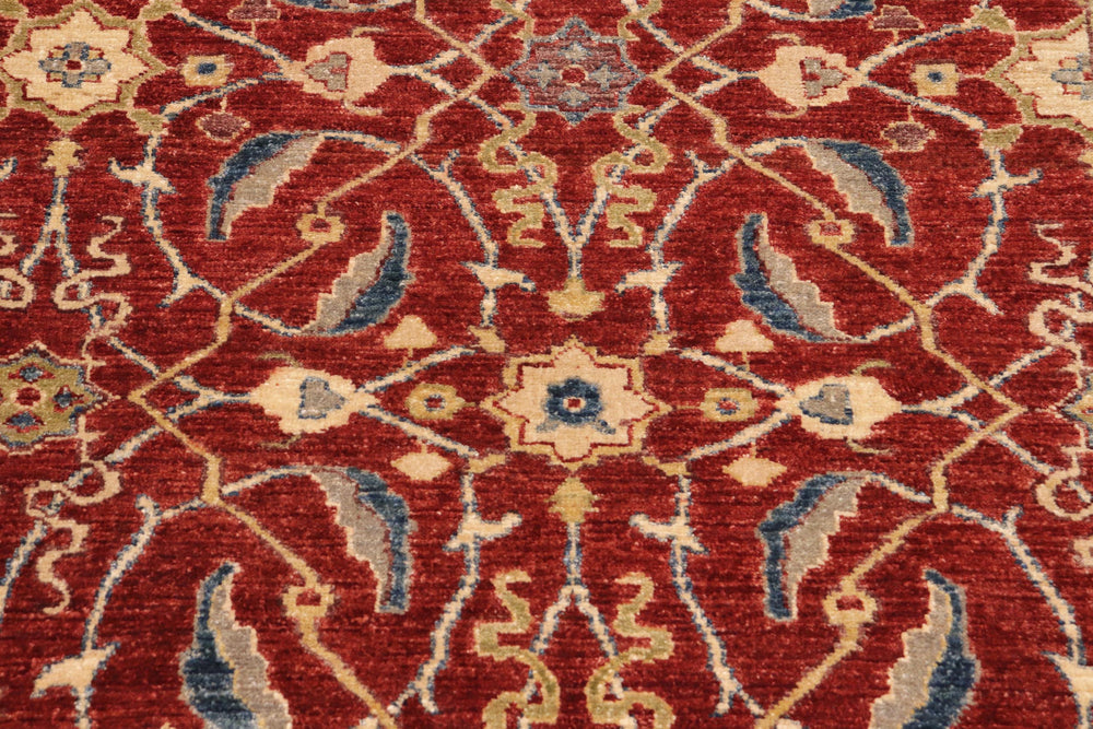 handmade Transitional Kafkaz Red Blue Hand Knotted RECTANGLE 100% WOOL area rug 10' x 14'