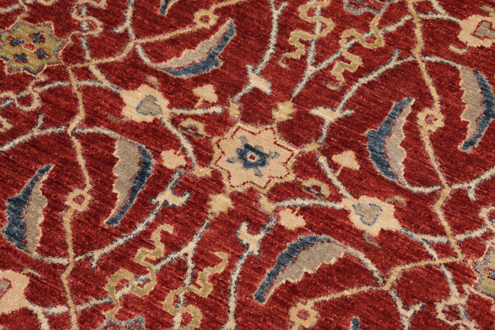 handmade Transitional Kafkaz Red Blue Hand Knotted RECTANGLE 100% WOOL area rug 10' x 14'