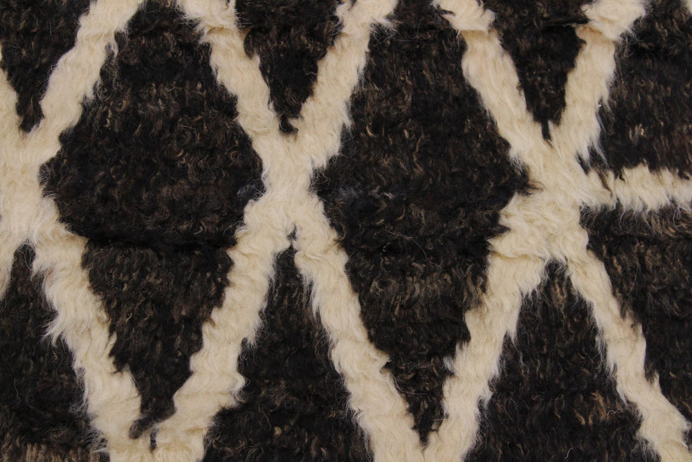 handmade Geometric Moroccan Dark Brown Ivory Hand Knotted RECTANGLE 100% WOOL area rug 4' x 6'