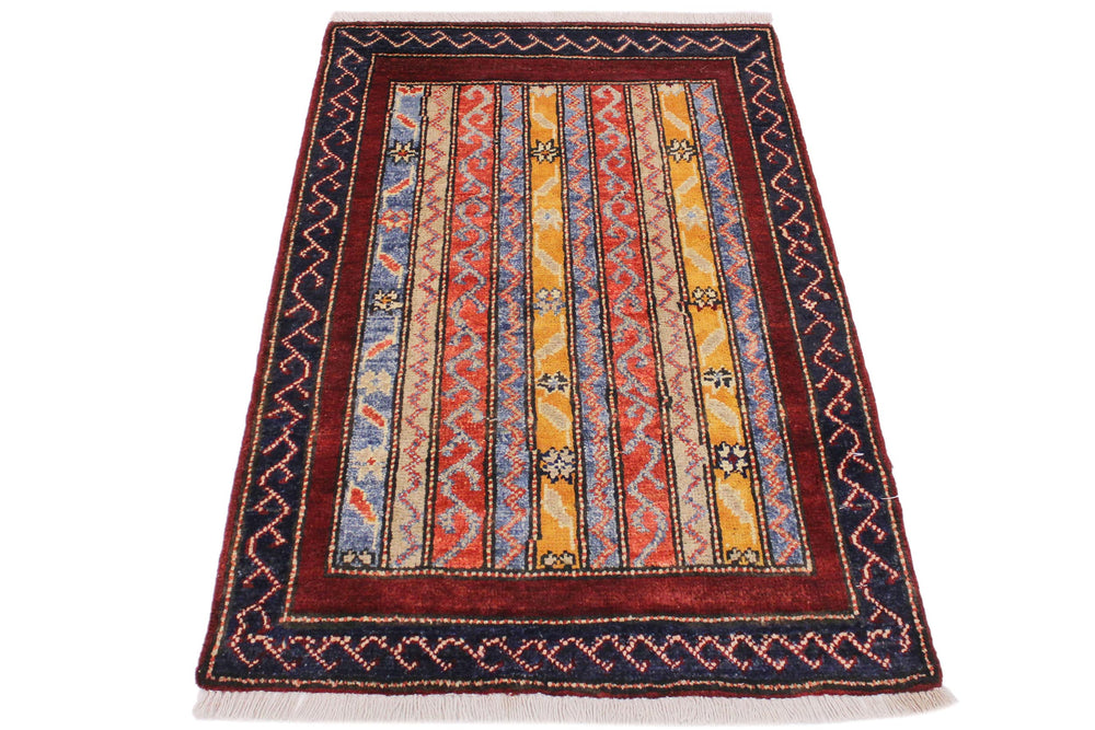 handmade Transitional Shawl Red Blue Hand Knotted RECTANGLE 100% WOOL area rug 2x3