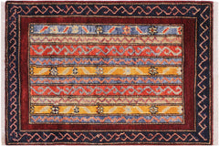 handmade Transitional Shawl Red Blue Hand Knotted RECTANGLE 100% WOOL area rug 2x3