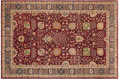 handmade Transitional Kafkaz Red Blue Hand Knotted RECTANGLE 100% WOOL area rug 10' x 15'
