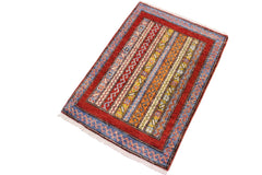 handmade Transitional Shawl Rust Blue Hand Knotted RECTANGLE 100% WOOL area rug 2x3