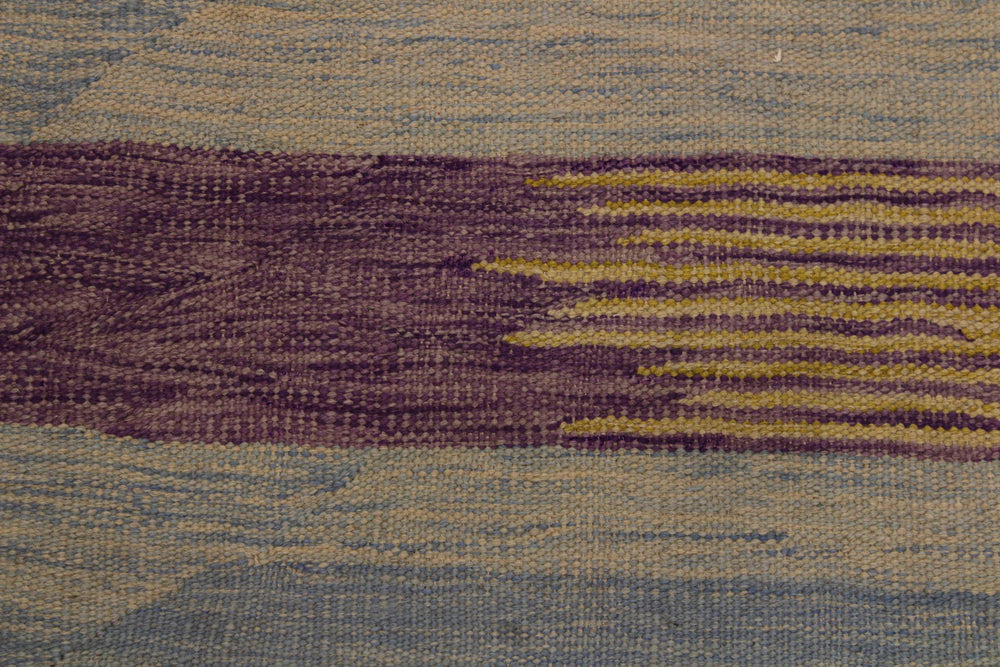 handmade Modern Kilim Blue Rust Hand-Woven RECTANGLE 100% WOOL area rug 8x10