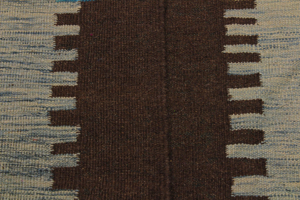 handmade Modern Kilim Teal Brown Hand-Woven RECTANGLE 100% WOOL area rug 9 x 10
