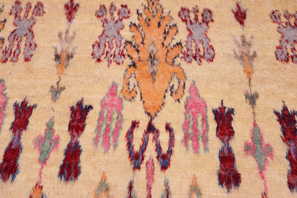 handmade Geometric Moroccan Lt. Gold Red Hand Knotted RECTANGLE 100% WOOL area rug 5' x 7'