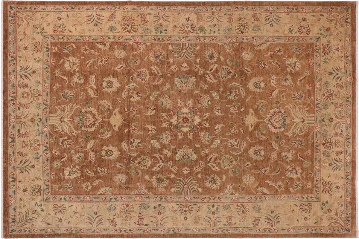 10x13 hand knotted Ziegler wool rug in brown and tan - Oriental Ziegler Desiree