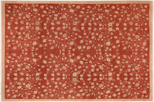 handmade Modern Kafkaz Red Tan Hand Knotted RECTANGLE 100% WOOL area rug 10' x 13'