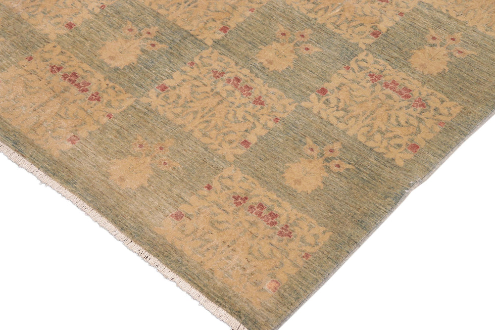 handmade Modern Kafkaz Blue Beige Hand Knotted RECTANGLE 100% WOOL area rug 10' x 13'