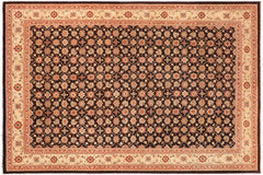 handmade Transitional Kafkaz Brown Beige Hand Knotted RECTANGLE 100% WOOL area rug 10' x 14'
