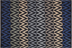 handmade Modern Kilim Black Ivory Hand-Woven RECTANGLE 100% WOOL area rug 8x10