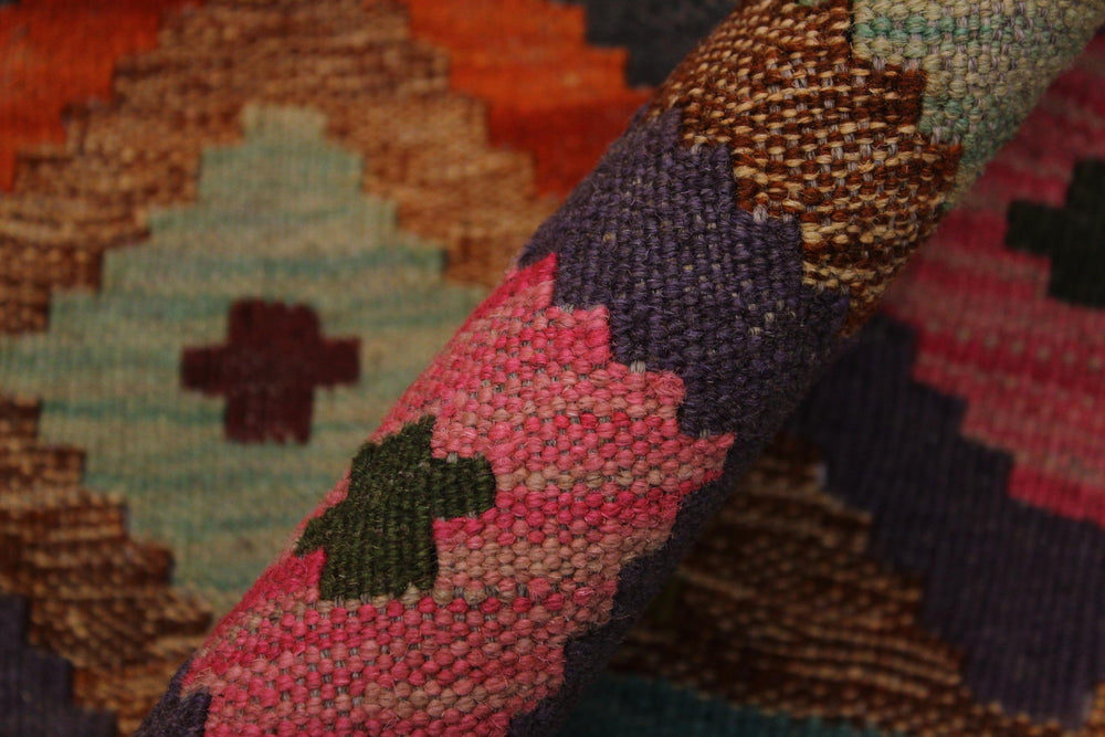 handmade Modern Kilim Brown Pink Hand-Woven RECTANGLE 100% WOOL area rug 5 x 6