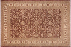 handmade Transitional Kafkaz Brown Ivory Hand Knotted RECTANGLE 100% WOOL area rug 10' x 13'