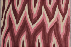handmade Modern Kilim Red Pink Hand-Woven RECTANGLE 100% WOOL area rug 4x6