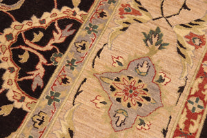 handmade Traditional Kafkaz Brown Tan Hand Knotted RECTANGLE 100% WOOL area rug 10x14