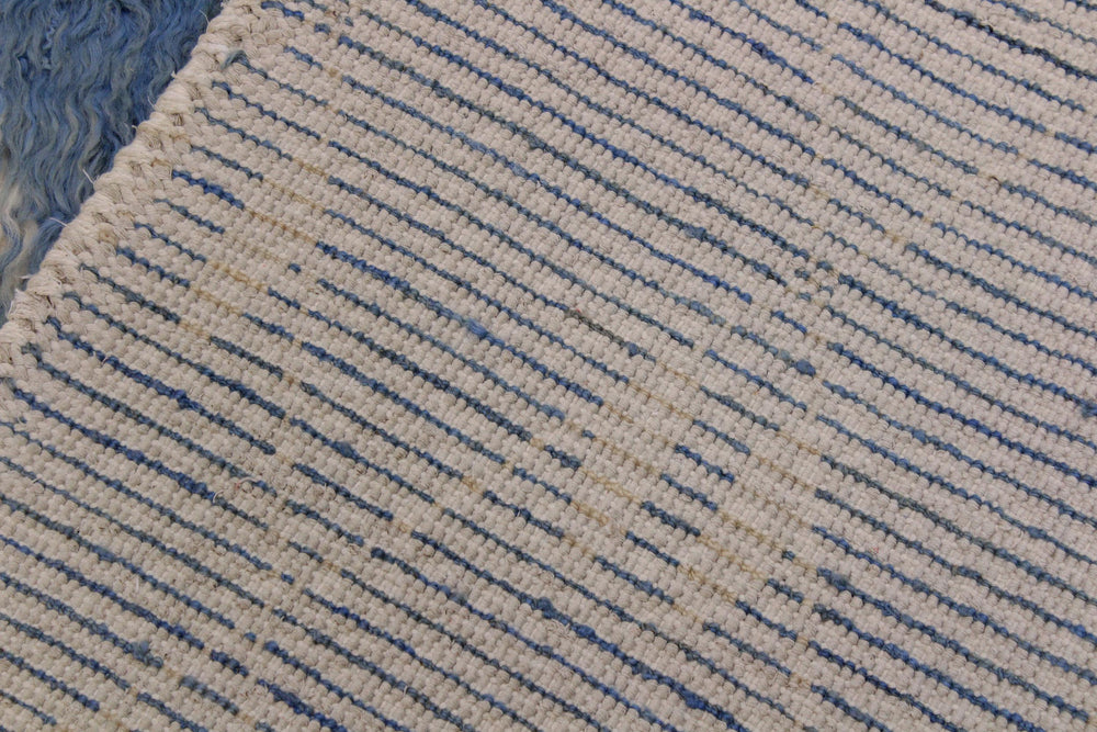 handmade Geometric Moroccan Lt. Blue Ivory Hand Knotted RECTANGLE 100% WOOL area rug 4' x 6'