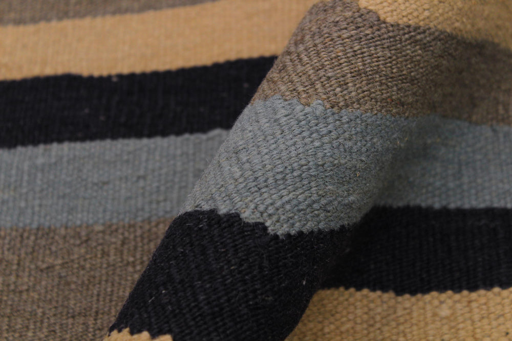 handmade Modern Kilim Ivory Blue Hand-Woven RECTANGLE 100% WOOL area rug 8x10
