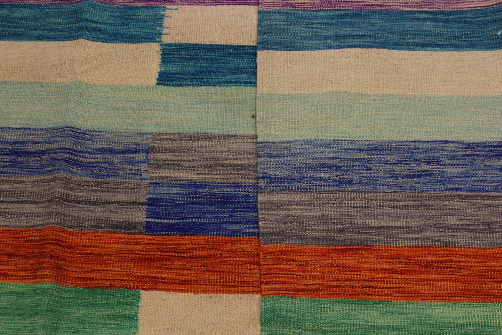 handmade Modern Kilim Grey Purple Hand-Woven RECTANGLE 100% WOOL area rug 7x10