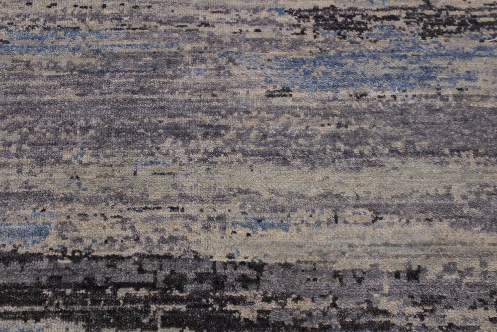 handmade Modern Kafkaz Grey Blue Hand Knotted RECTANGLE 100% WOOL area rug 10' x 14'