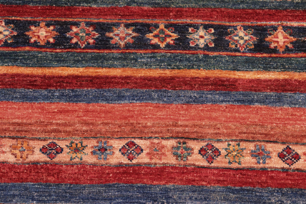 handmade Geometric Kurjean Red Blue Hand Knotted RECTANGLE 100% WOOL area rug 7x10