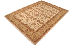 handmade Transitional Kafkaz Beige Green Hand Knotted RECTANGLE 100% WOOL area rug 10' x 14'