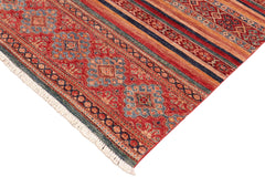 handmade Geometric Kurjean Red Blue Hand Knotted RECTANGLE 100% WOOL area rug 4x6
