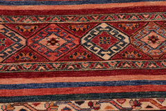 handmade Geometric Kurjean Red Blue Hand Knotted RECTANGLE 100% WOOL area rug 6x8
