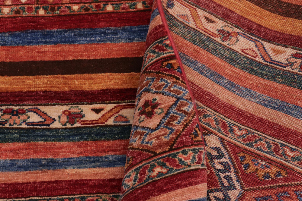 handmade Geometric Kurjean Red Blue Hand Knotted RECTANGLE 100% WOOL area rug 6x8