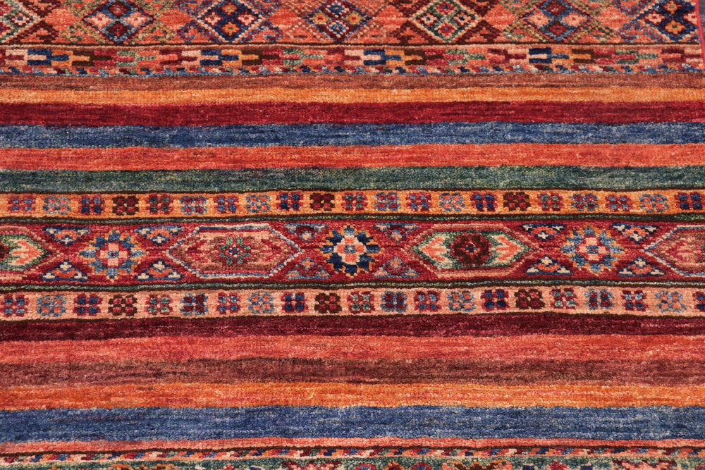 handmade Geometric Kurjean Red Blue Hand Knotted RECTANGLE 100% WOOL area rug 5x6