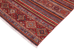 handmade Geometric Kurjean Red Blue Hand Knotted RECTANGLE 100% WOOL area rug 5x7