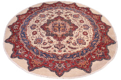 handmade Geometric Kurjean Beige Red Hand Knotted ROUND 100% WOOL area rug 10x10