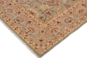 handmade Traditional Kafkaz Green Tan Hand Knotted RECTANGLE 100% WOOL area rug 10x14