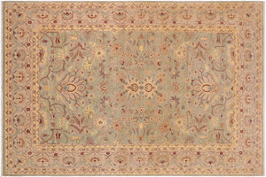 handmade Traditional Kafkaz Green Tan Hand Knotted RECTANGLE 100% WOOL area rug 10x14