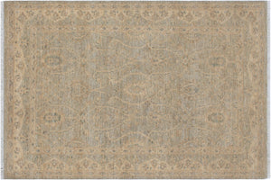 handmade Transitional Kafkaz Gray Beige Hand Knotted RECTANGLE 100% WOOL area rug 4' x 6'