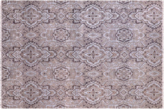 handmade Modern Kafkaz Gray Lt. Blue Hand Knotted RECTANGLE WOOL&SILK area rug 8' x 10'