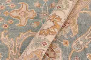 handmade Transitional Kafkaz Green Beige Hand Knotted RECTANGLE 100% WOOL area rug 5' x 7'