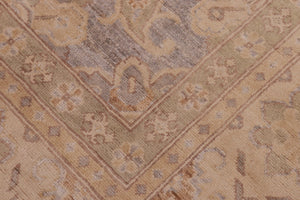 handmade Transitional Kafkaz Gray Beige Hand Knotted RECTANGLE 100% WOOL area rug 9' x 12'