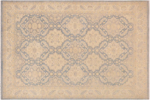 10x14 hand knotted transitional wool rug in blue and beige - Oriental Tova