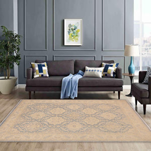 handmade Transitional Kafkaz Blue Beige Hand Knotted RECTANGLE 100% WOOL area rug 10' x 14'