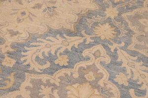 handmade Transitional Kafkaz Blue Beige Hand Knotted RECTANGLE 100% WOOL area rug 10' x 14'