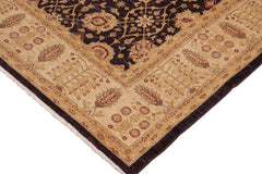 handmade Transitional Kafkaz Aubergine Beige Hand Knotted RECTANGLE 100% WOOL area rug 10' x 14'