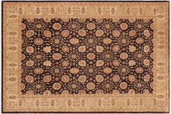 handmade Transitional Kafkaz Aubergine Beige Hand Knotted RECTANGLE 100% WOOL area rug 10' x 14'