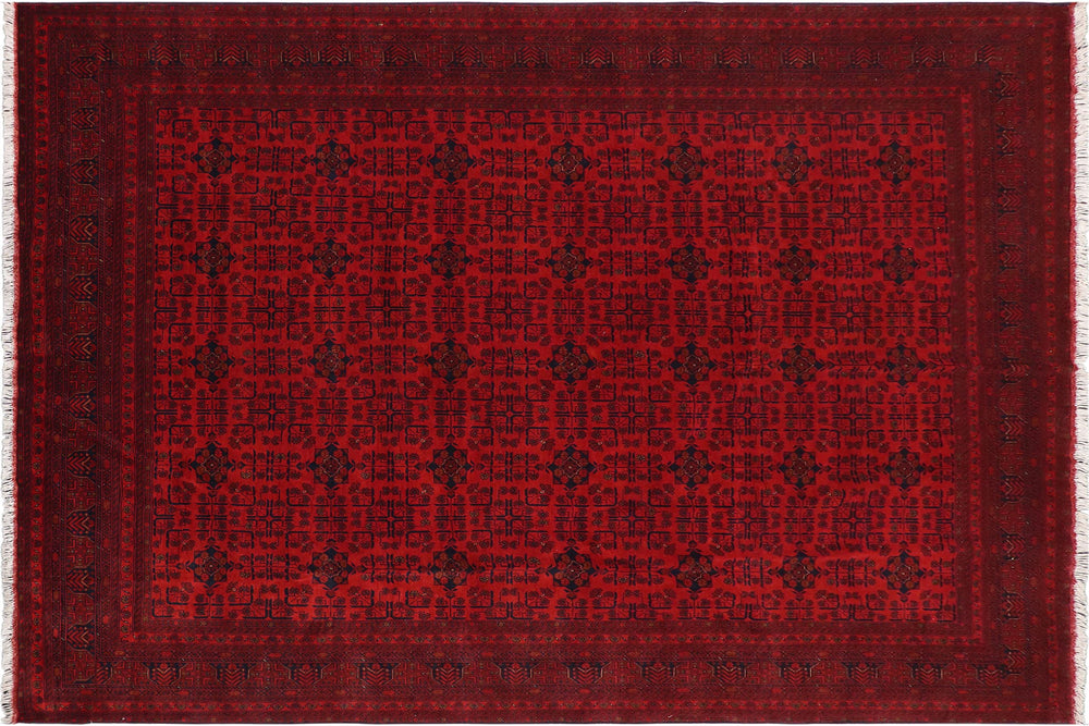 handmade Geometric Khal Muhamm Red Blue Hand Knotted RECTANGLE 100% WOOL area rug 10' x 13'