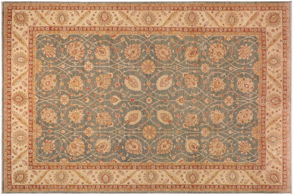 handmade Transitional Kafkaz Gray Beige Hand Knotted RECTANGLE 100% WOOL area rug 10' x 15'