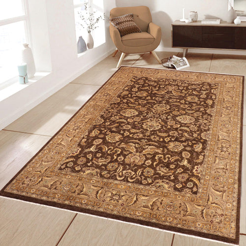 handmade Traditional Kafkaz Brown Beige Hand Knotted RECTANGLE 100% WOOL area rug 10x13