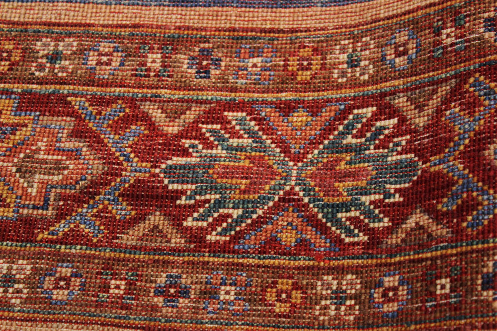handmade Geometric Kurjean Red Blue Hand Knotted ROUND 100% WOOL area rug 3x3