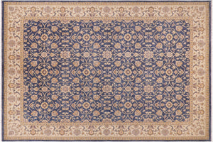 handmade Transitional Kafkaz Blue Beige Hand Knotted RECTANGLE 100% WOOL area rug 9' x 12'