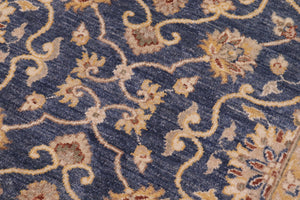 handmade Transitional Kafkaz Blue Beige Hand Knotted RECTANGLE 100% WOOL area rug 9' x 12'